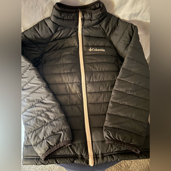 Columbia Black with pink detail Puffer Jackets - Picture 1 of 4